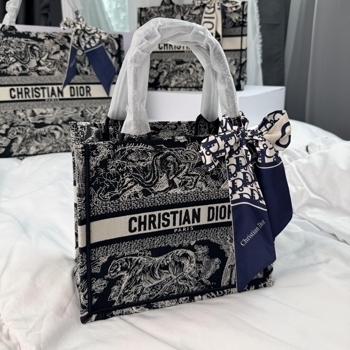Dior Dior Book Tote Black Toile de Jouy Embroidery