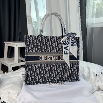 Dior Dior Book Tote Blue Dior Oblique Embroidery