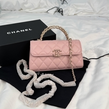 Chanel Chanel Mini Flap Top Handle Bag Caviar Leather Pink