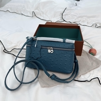Loro Piana Loro Piana Extra Pocket 20 in Teal Ostrich Leather