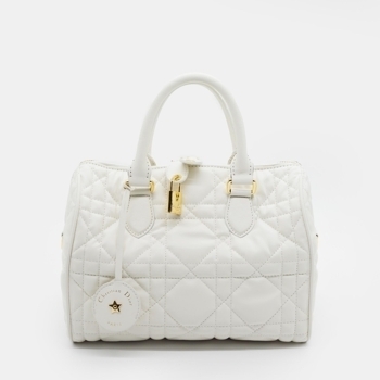 Dior Dior Groove Medium Bag in White Cannage Calfskin with Gold