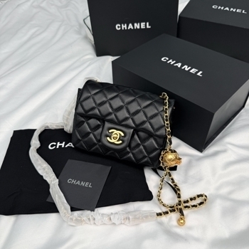 Chanel Chanel Mini 17 Classic Flap Bag in Black with Gold